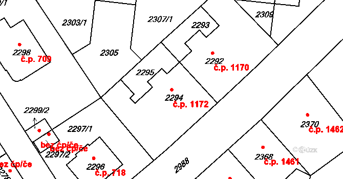 Nusle 1172, Praha na parcele st. 2294 v KÚ Nusle, Katastrální mapa