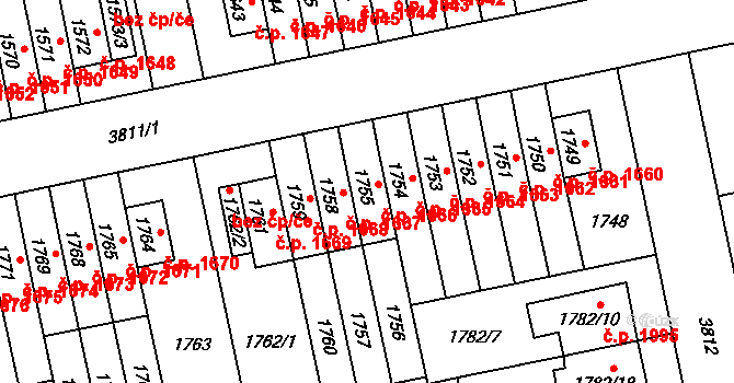 Libeň 1666, Praha na parcele st. 1755 v KÚ Libeň, Katastrální mapa