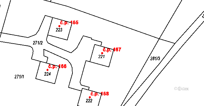 Čistá v Krkonoších 167, Černý Důl na parcele st. 221 v KÚ Čistá v Krkonoších, Katastrální mapa
