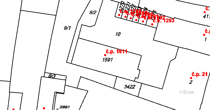 Ivančice 1611 na parcele st. 1591 v KÚ Ivančice, Katastrální mapa