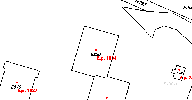 Vsetín 1834 na parcele st. 6820 v KÚ Vsetín, Katastrální mapa