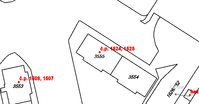 Bolevec 1524,1525, Plzeň na parcele st. 3554 v KÚ Bolevec, Katastrální mapa