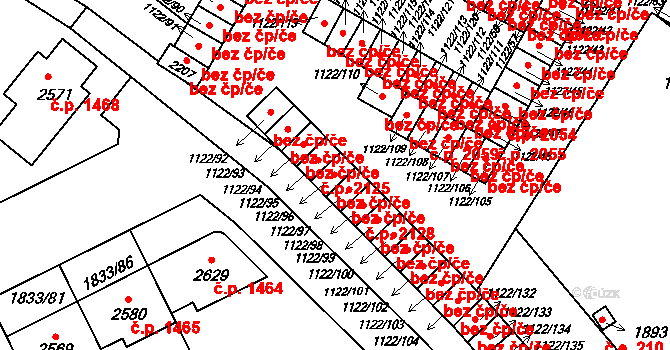 Uničov 2126 na parcele st. 1122/96 v KÚ Uničov, Katastrální mapa