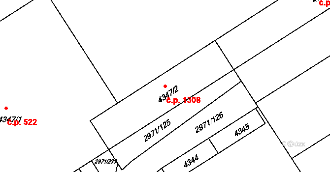 Kuřim 1308 na parcele st. 4347/2 v KÚ Kuřim, Katastrální mapa