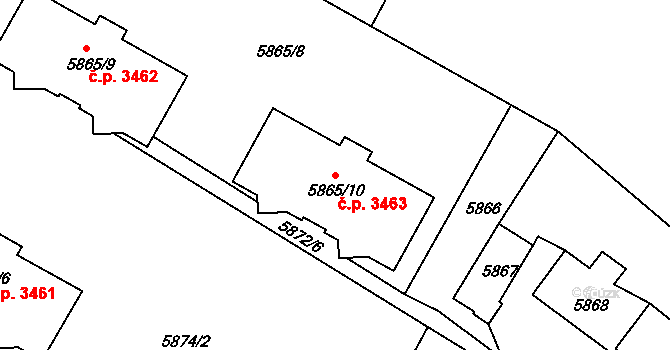 Frýdek 3463, Frýdek-Místek na parcele st. 5865/10 v KÚ Frýdek, Katastrální mapa