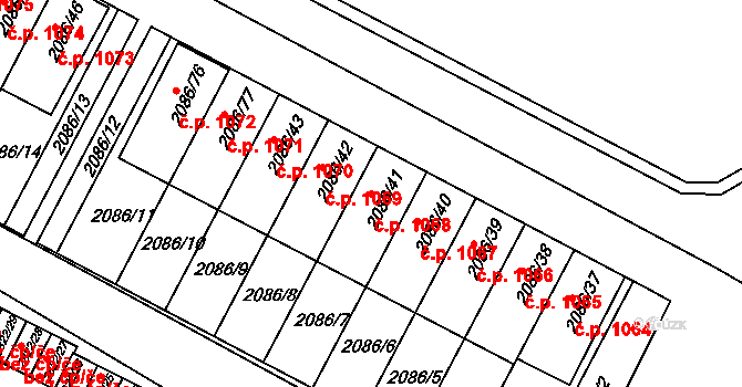 Jemnice 1068 na parcele st. 2086/41 v KÚ Jemnice, Katastrální mapa