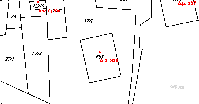 Ryžoviště 338 na parcele st. 587 v KÚ Ryžoviště, Katastrální mapa