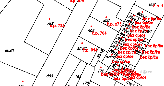 Předměstí 814, Litoměřice na parcele st. 804/1 v KÚ Litoměřice, Katastrální mapa