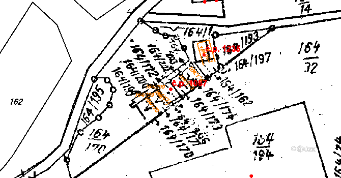 Dobšice 1087 na parcele st. 164/172 v KÚ Dobšice u Znojma, Katastrální mapa