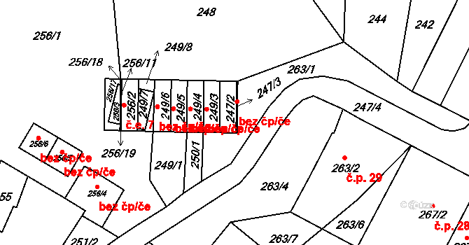 Chvalovice 40957896 na parcele st. 247/2 v KÚ Chvalovice, Katastrální mapa