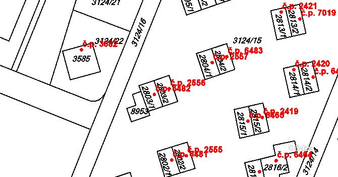 Zlín 2556 na parcele st. 2803/2 v KÚ Zlín, Katastrální mapa