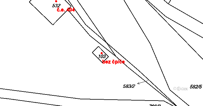 Cheb 43549896 na parcele st. 103 v KÚ Dřenice u Chebu, Katastrální mapa
