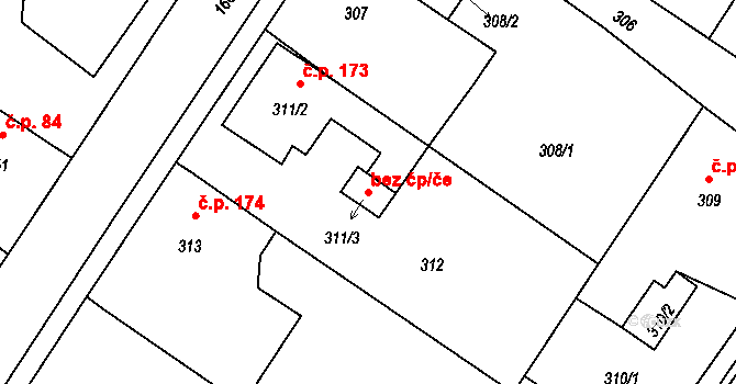 Velká Polom 43781896 na parcele st. 311/3 v KÚ Velká Polom, Katastrální mapa