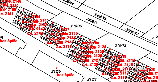 Řečkovice 2129, Brno na parcele st. 5543 v KÚ Řečkovice, Katastrální mapa