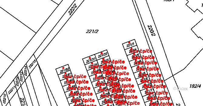 Brno 45586896 na parcele st. 221/32 v KÚ Chrlice, Katastrální mapa