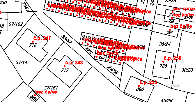 Pardubice 46755896 na parcele st. 267 v KÚ Nové Jesenčany, Katastrální mapa