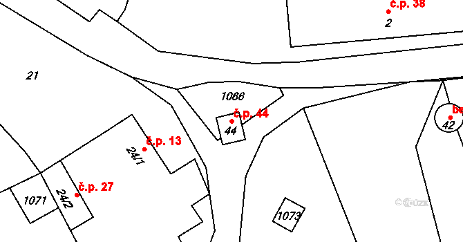 Něchov 44, Trhové Sviny na parcele st. 44 v KÚ Něchov, Katastrální mapa