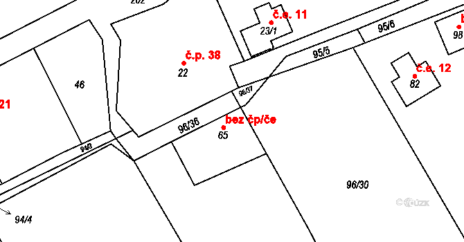 Podbrdy 46981896 na parcele st. 65 v KÚ Podbrdy, Katastrální mapa