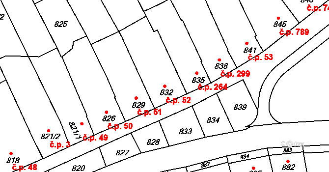Nivnice 52 na parcele st. 832 v KÚ Nivnice, Katastrální mapa