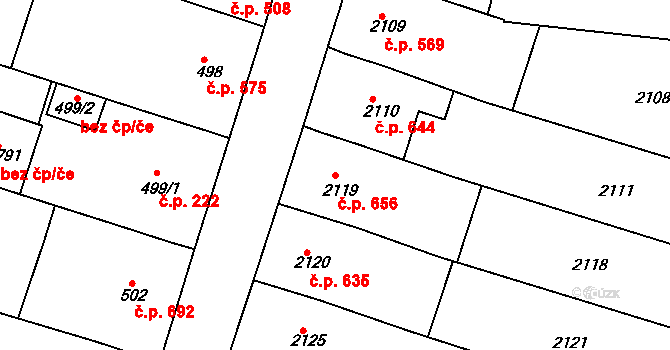 Nivnice 656 na parcele st. 2119 v KÚ Nivnice, Katastrální mapa