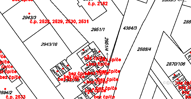 Teplice 48902896 na parcele st. 2951/3 v KÚ Teplice, Katastrální mapa