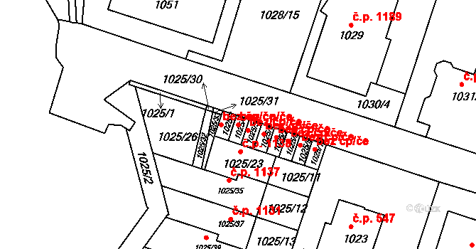 Praha 49660896 na parcele st. 1025/4 v KÚ Podolí, Katastrální mapa