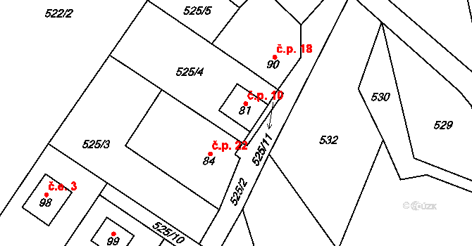 Ruda 10, Krouna na parcele st. 81 v KÚ Čachnov, Katastrální mapa