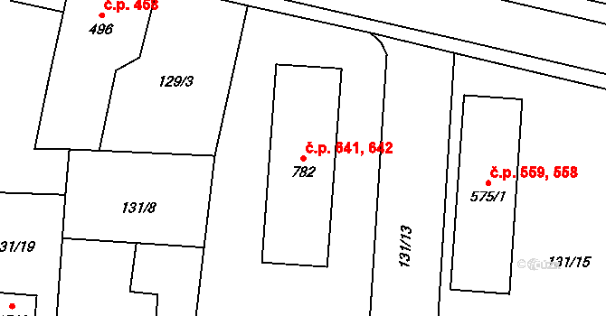 Slatiňany 641,642 na parcele st. 782 v KÚ Slatiňany, Katastrální mapa