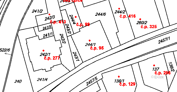 Jeseník 95 na parcele st. 244/1 v KÚ Jeseník, Katastrální mapa