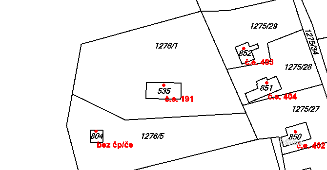 Čisovice 191 na parcele st. 535 v KÚ Čisovice, Katastrální mapa