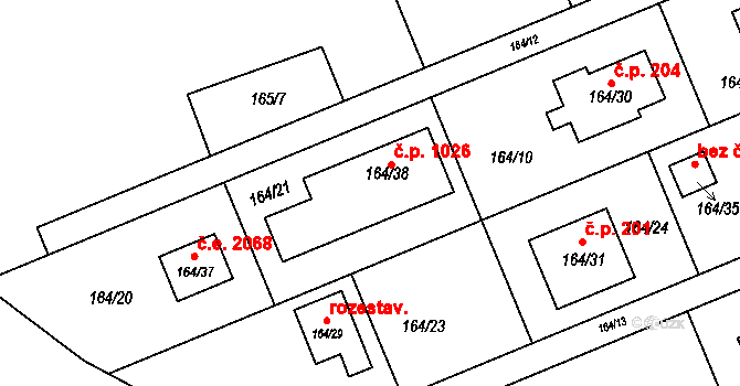 Dolní Těrlicko 1026, Těrlicko na parcele st. 164/38 v KÚ Dolní Těrlicko, Katastrální mapa