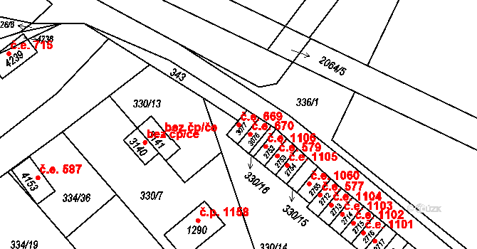 Náchod 669 na parcele st. 3077 v KÚ Náchod, Katastrální mapa