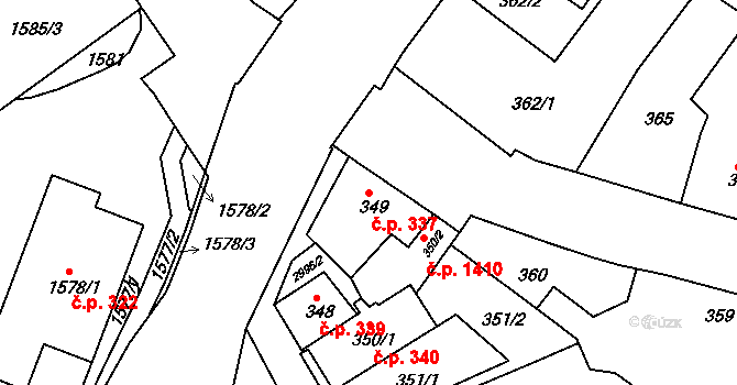 Rychnov nad Kněžnou 337 na parcele st. 349 v KÚ Rychnov nad Kněžnou, Katastrální mapa