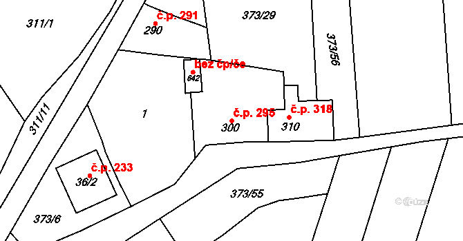 Kokory 295 na parcele st. 300 v KÚ Kokory, Katastrální mapa