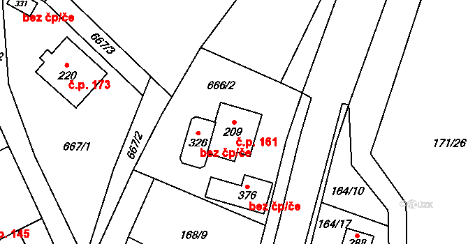 Opatovice 161 na parcele st. 209 v KÚ Opatovice u Hranic, Katastrální mapa