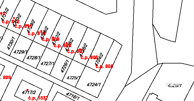 Žižkov 805, Kutná Hora na parcele st. 4724/2 v KÚ Kutná Hora, Katastrální mapa