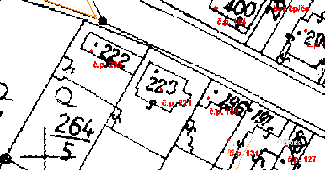 Přerov nad Labem 221 na parcele st. 223 v KÚ Přerov nad Labem, Katastrální mapa