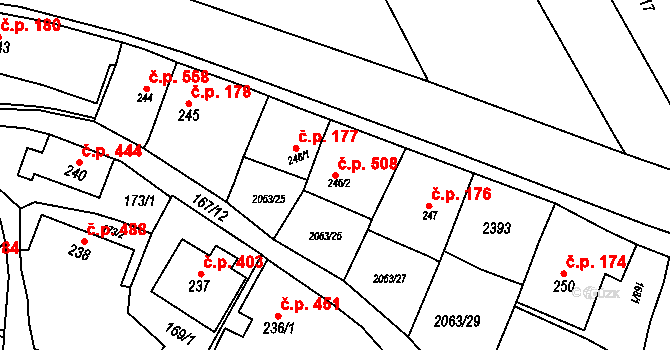 Brtnice 508 na parcele st. 246/2 v KÚ Brtnice, Katastrální mapa