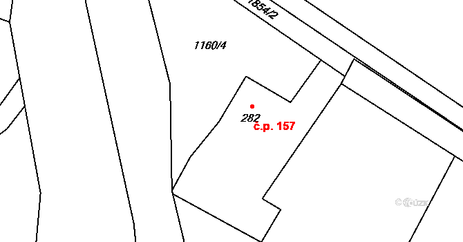 Guty 157, Třinec na parcele st. 282 v KÚ Guty, Katastrální mapa