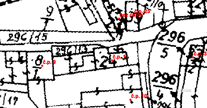 Čeradice 11, Klobuky na parcele st. 24 v KÚ Čeradice u Pálečku, Katastrální mapa