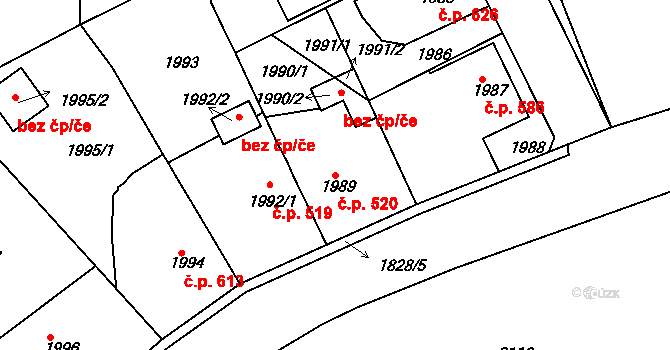 Hořovice 520 na parcele st. 1989 v KÚ Hořovice, Katastrální mapa