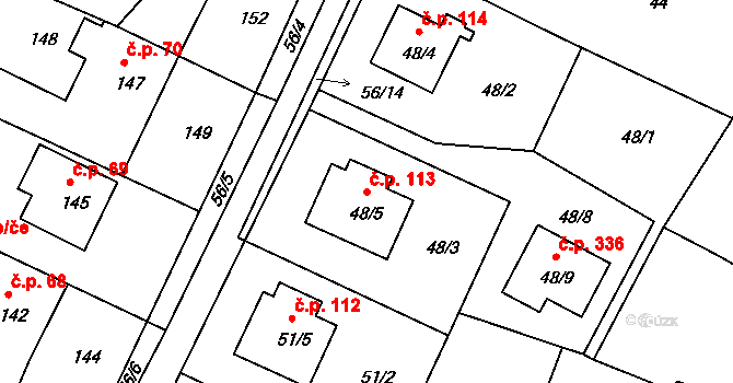 Boršov nad Vltavou 113 na parcele st. 48/5 v KÚ Boršov nad Vltavou, Katastrální mapa