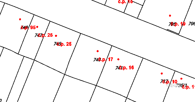 Mimoň V 17, Mimoň na parcele st. 743 v KÚ Mimoň, Katastrální mapa