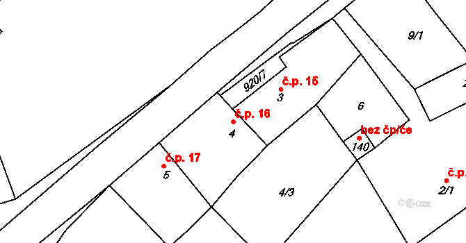 Počeplice 16, Štětí na parcele st. 4 v KÚ Počeplice, Katastrální mapa