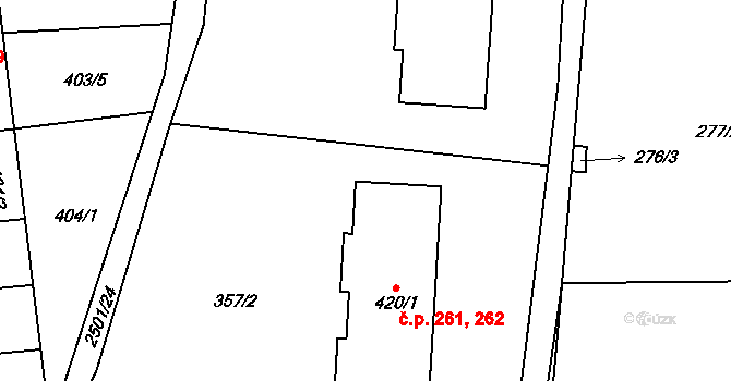 Benešov u Semil 261,262 na parcele st. 420/1 v KÚ Benešov u Semil, Katastrální mapa