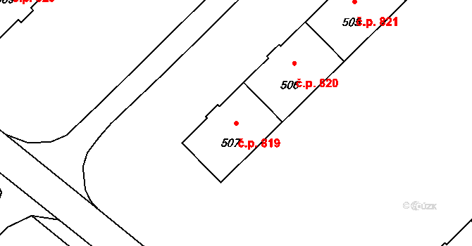 Lutyně 819, Orlová na parcele st. 507 v KÚ Horní Lutyně, Katastrální mapa