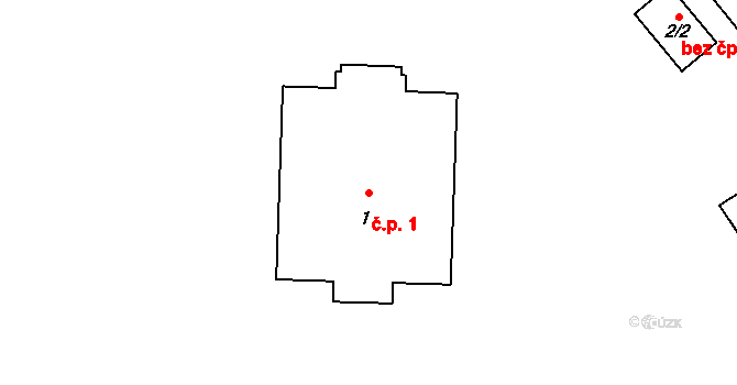 Milíčeves 1, Slatiny na parcele st. 1 v KÚ Milíčeves, Katastrální mapa
