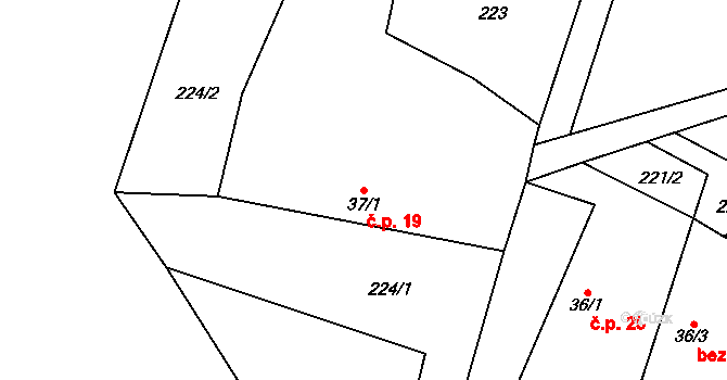Rytířova Lhota 19, Libošovice na parcele st. 37/1 v KÚ Rytířova Lhota, Katastrální mapa