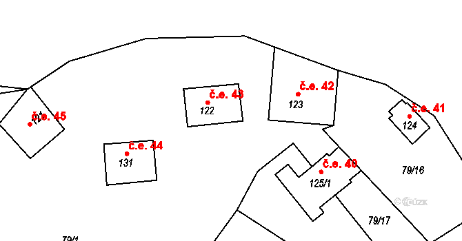 Samechov 43, Chocerady na parcele st. 122 v KÚ Samechov, Katastrální mapa