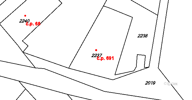 Skřečoň 691, Bohumín na parcele st. 2237 v KÚ Skřečoň, Katastrální mapa
